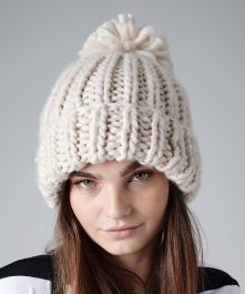 Oversized hand-knitted beanie