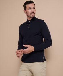 Long sleeve cotton polo shirt