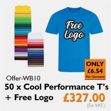 50 x Cool Performance T-Shirts + Free Logo